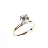 14 ct yellow gold diamond solitaire ring.