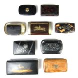 A group of nine snuff boxes, 19th century and later.