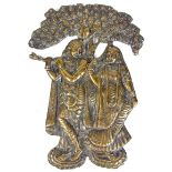 Indian cast brass Hindu deity plaque, 19th century.