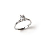 Platinum diamond solitaire ring.