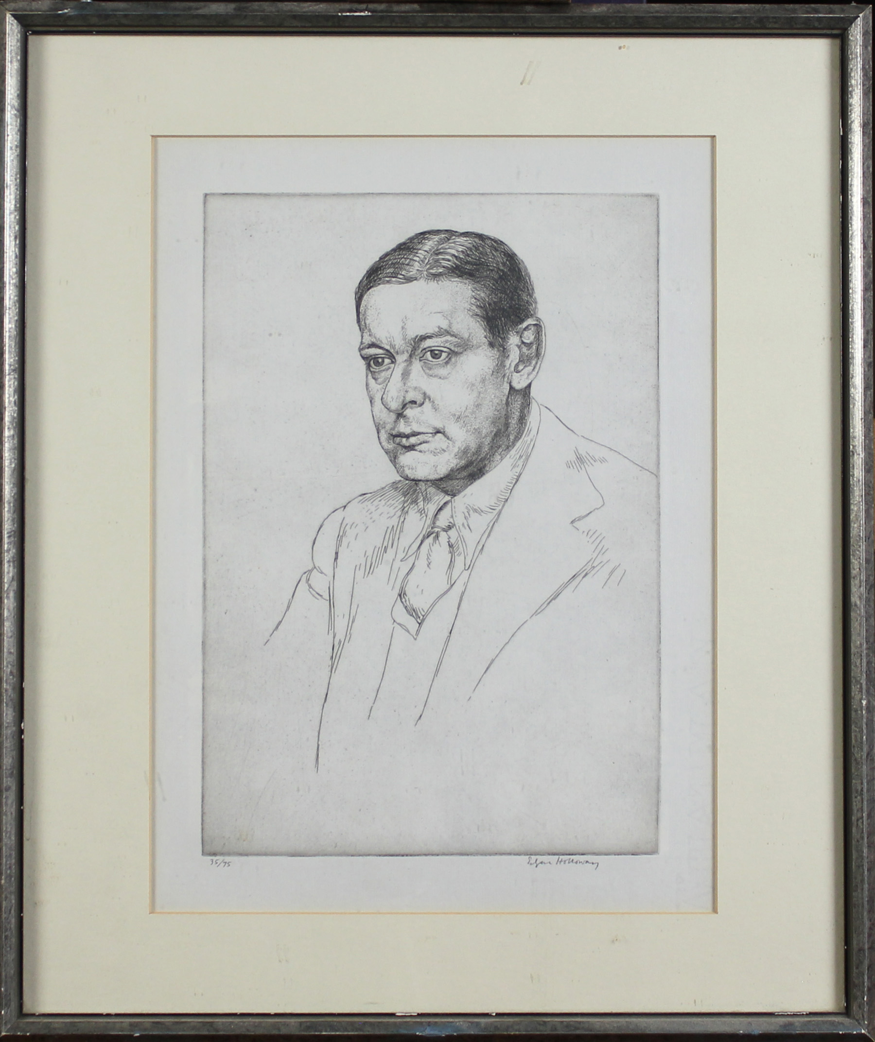 Holloway, Edgar 1914-2008 British AR, Portrait of T.S.Elliot. - Image 2 of 3