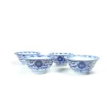 Four Chinese provincial blue and white bowls, 19th century