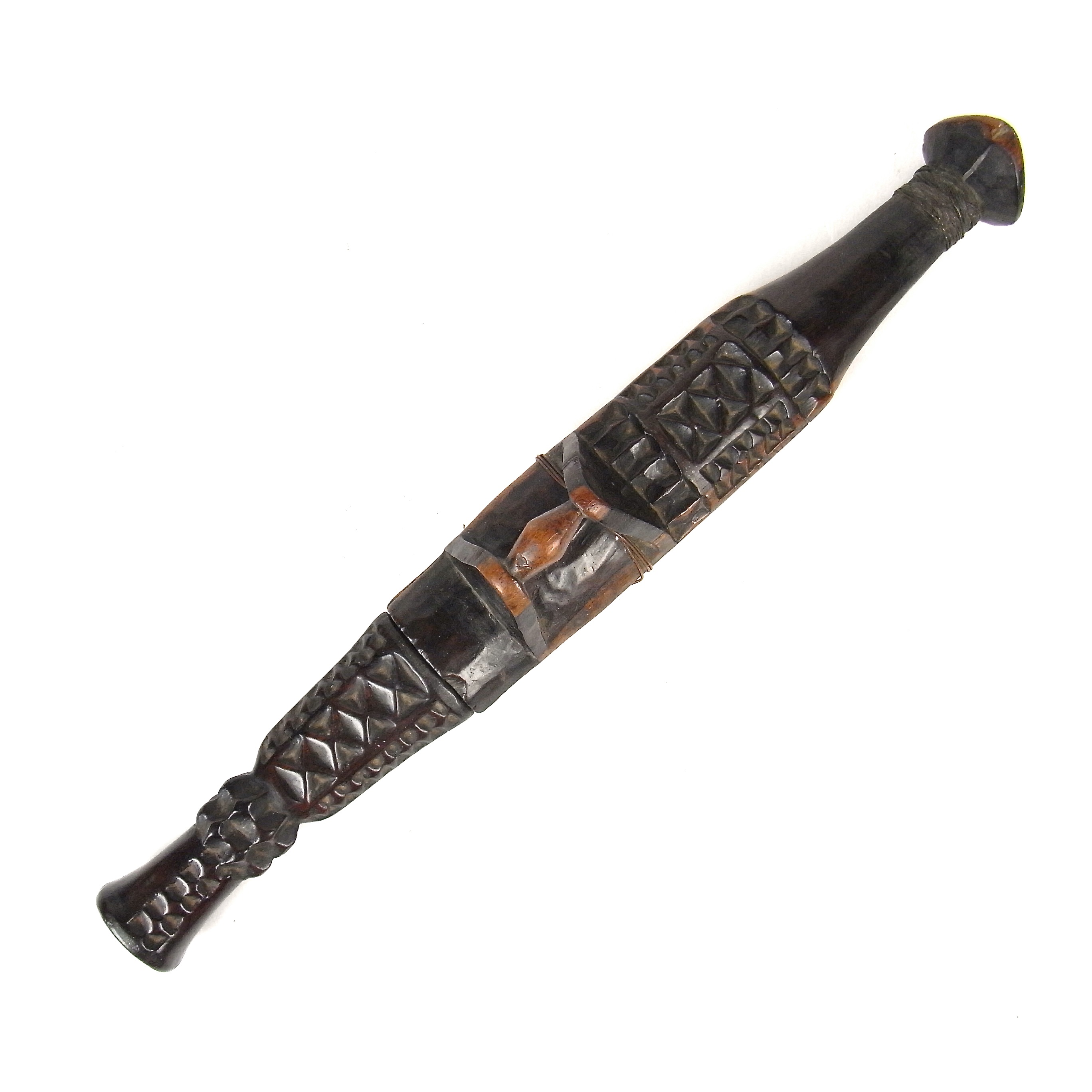 Tribal Art: An African Shona tribe dagger with sheath, Zimbabwe, 19th century