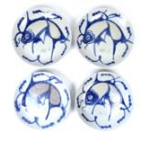 Four matching Chinese provincial blue and white plates