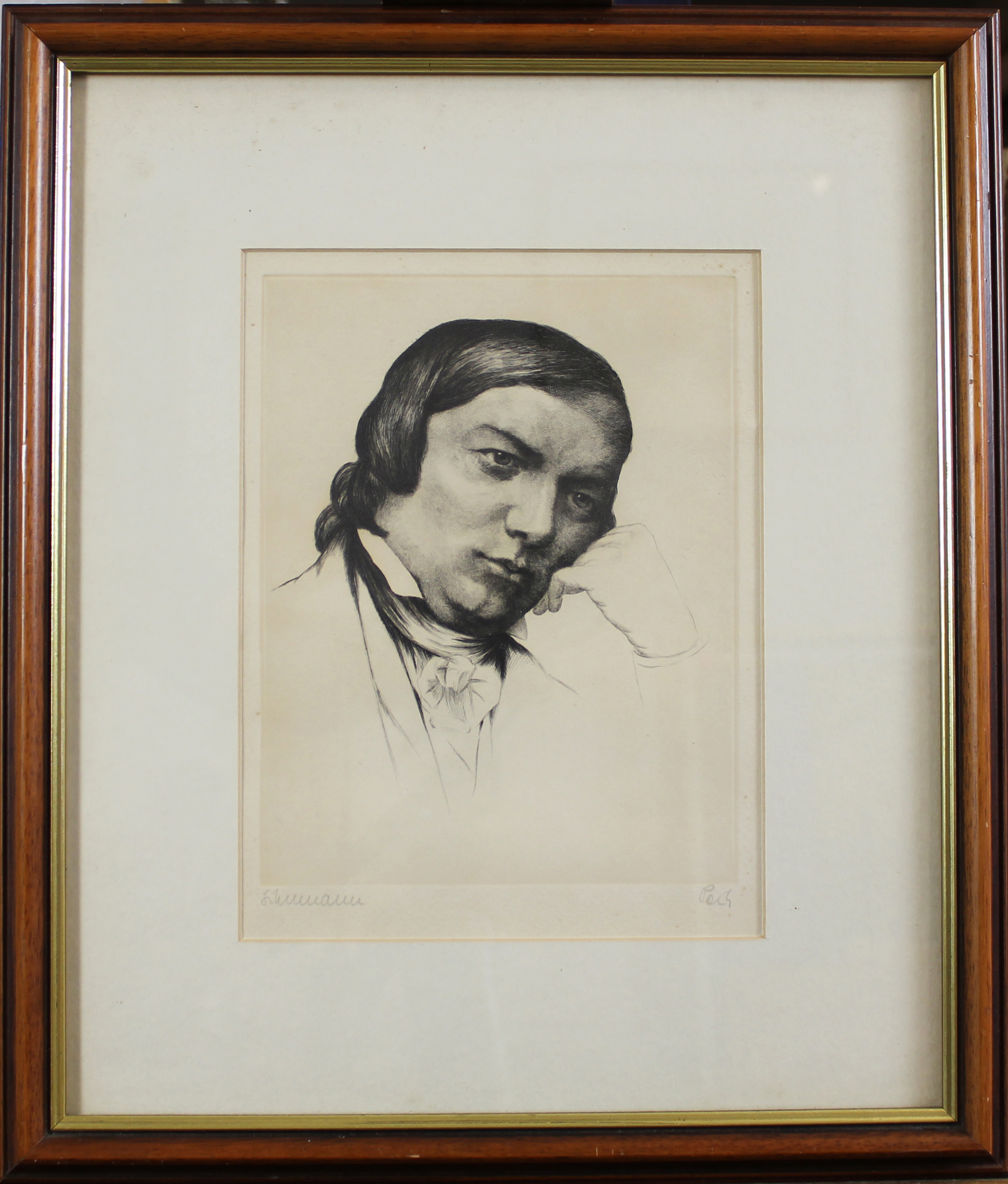 Portrait of Robert Schumann by Wilhelm Pech. - Image 2 of 3