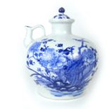 A Chinese blue and white porcelain decanter and cover, late Qing dynasty