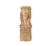 An Ancient Egyptian terracotta shabti inscribed with hieroglyphs