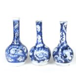 Three Chinese provincial blue and white bottle vases, 19th century