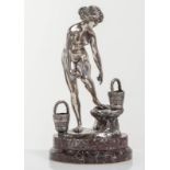 Scultura in argento raffigurante “Donna alla fonte”, XX sec.