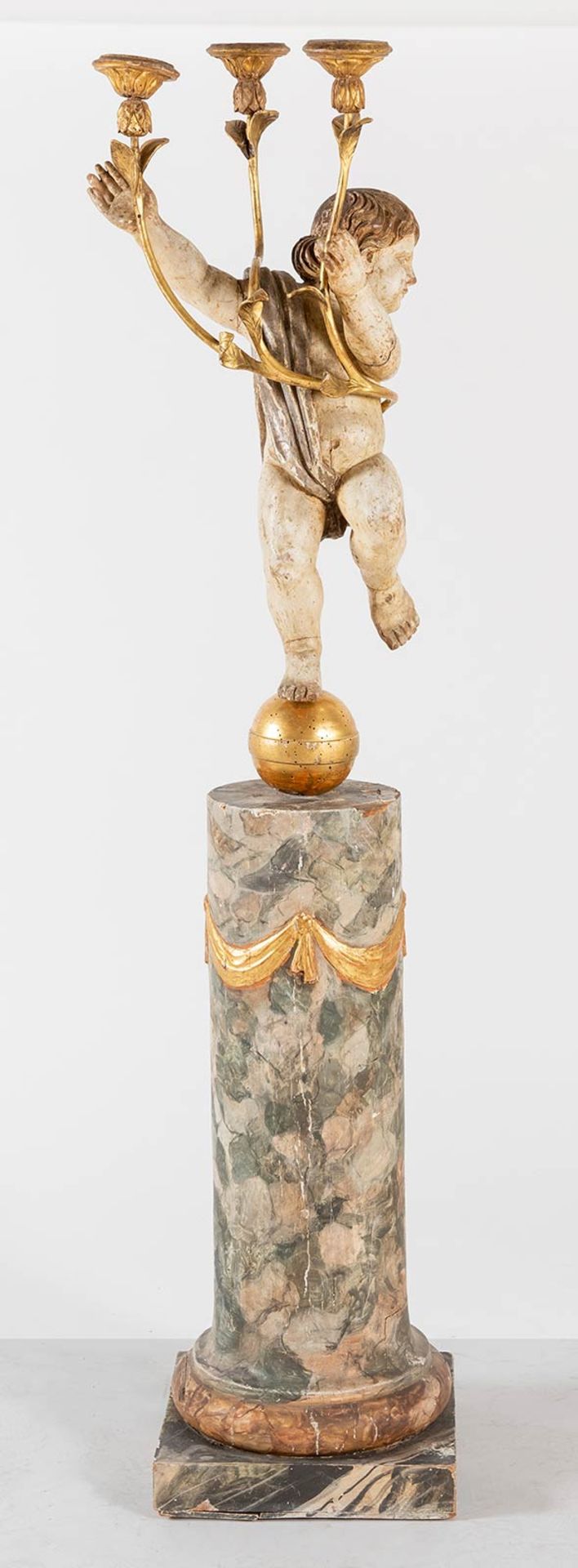 Colonna con putto porta-candele, Italia, fine del XVIII - inizio del XIX sec.