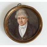 Miniatura dipinta su tela raffigurante “Ritratto maschile”, XIX sec.