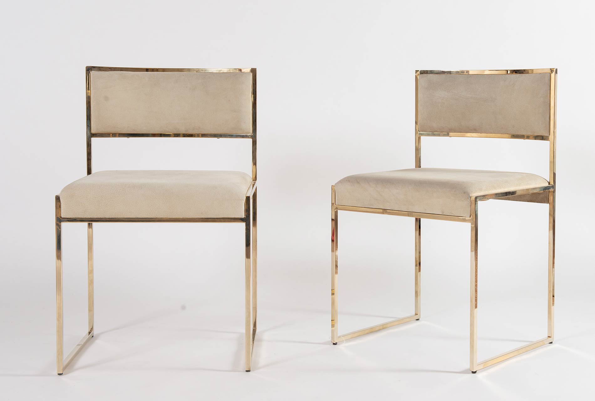 Romeo Rega, Due sedie con struttura in ottone, Anni ‘70. - Image 2 of 3