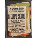 Manifesto Cinematografico “Cinema Teatro Augusteo – A colpo Sicuro”, Anni ‘30.