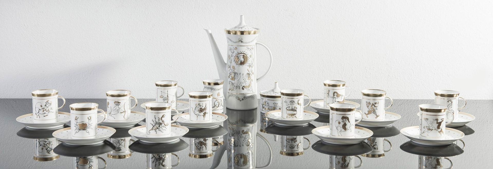 Rosenthal Studio Linie, Servizio da caffè da dodici persone in porcellana, Germania, XX secolo.
