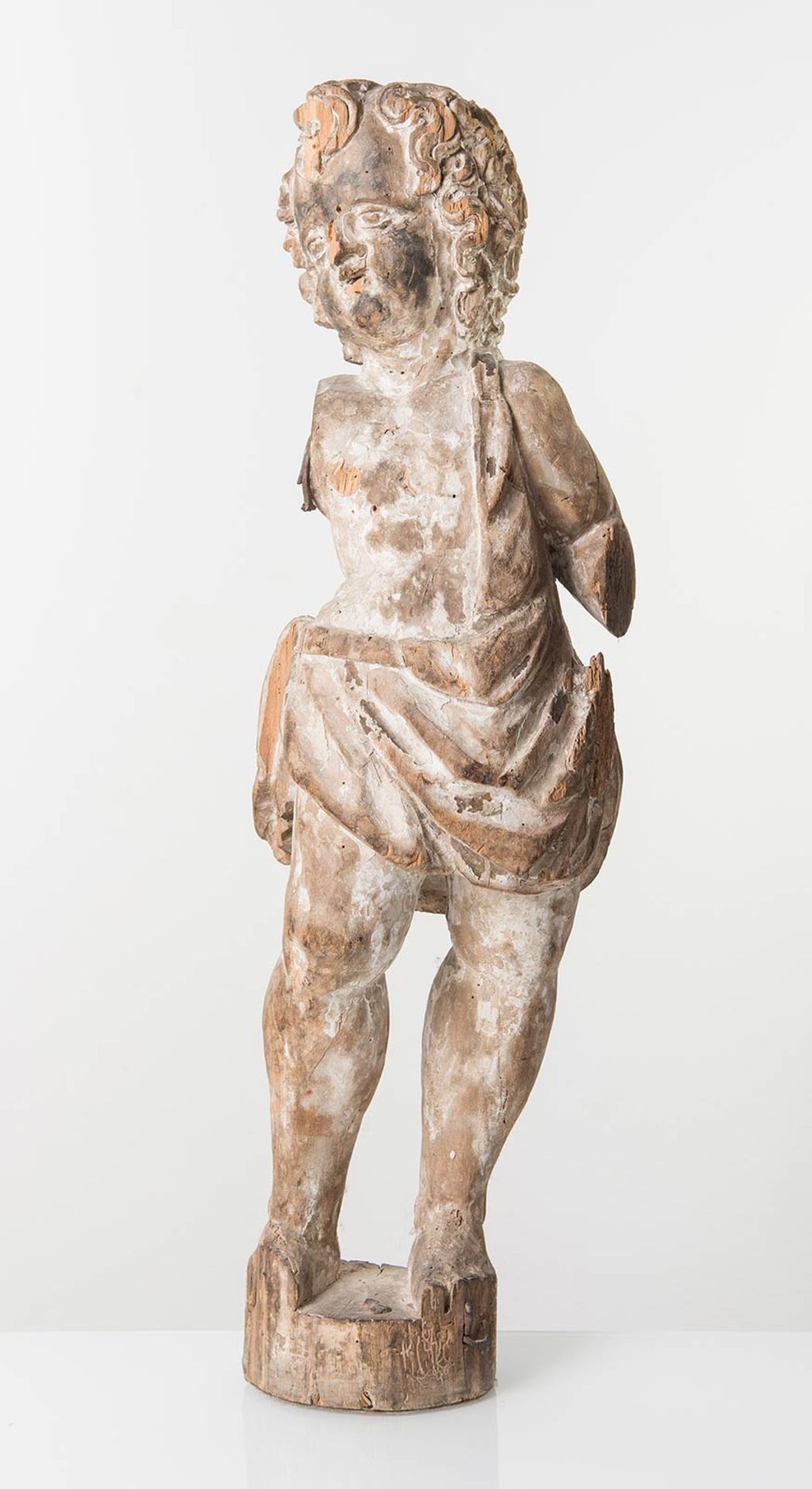 Manifattura Italiana, Scultura in legno raffigurante “Figura maschile”, XXVIII secolo.