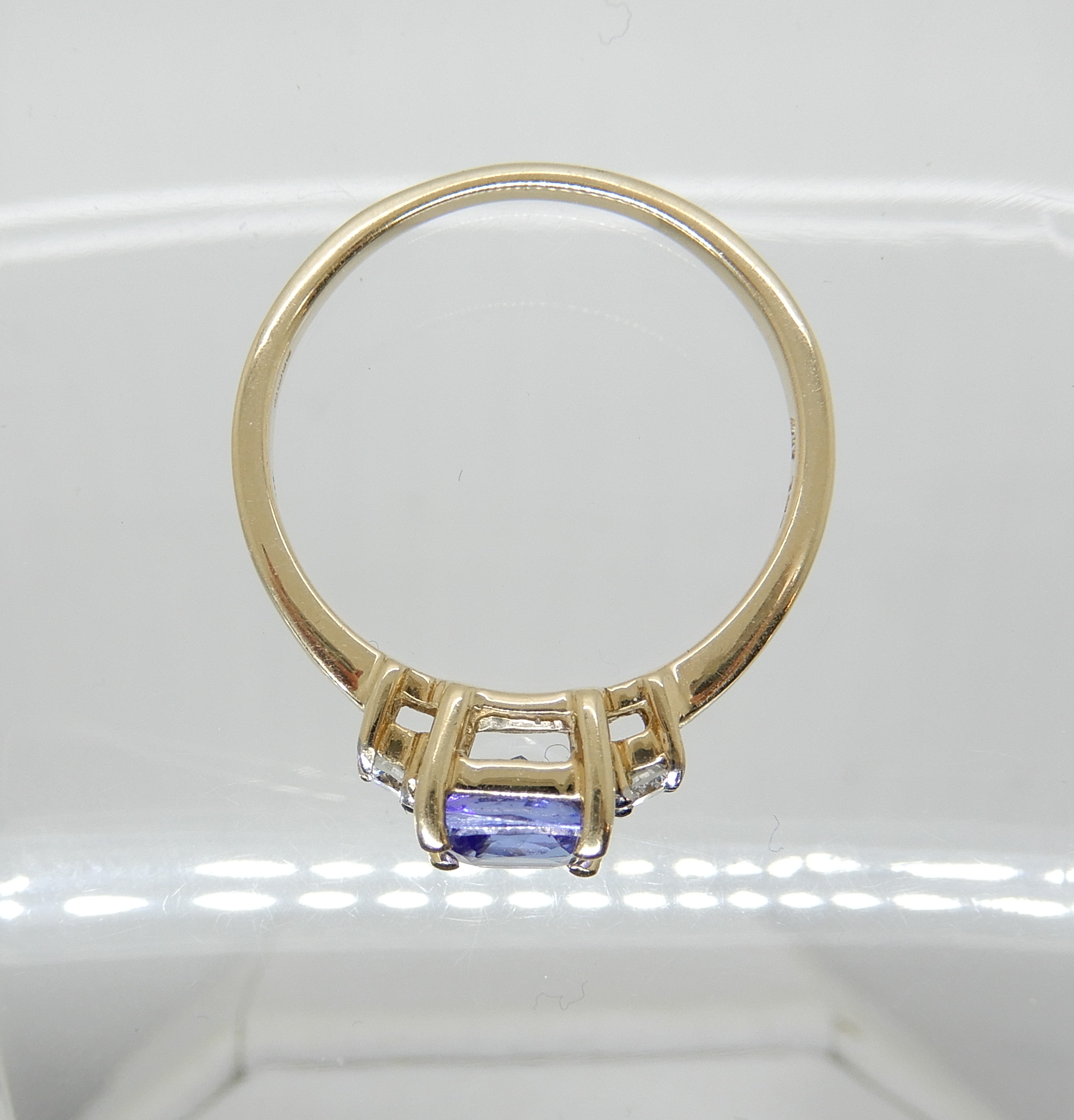 A 9ct gold tanzanite and diamond ring, size Q, weight 2.3gms Condition Report: Available upon - Image 2 of 3