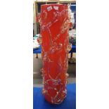 Ion Tamaian - A red and clear glass 'Spring' vase, 64cm diameter, etched signature to side, with