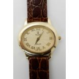 A 14k gold Vicence ladies watch with wave textured dial, gold coloured Roman numerals and gold