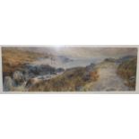 JOHN STEEPLE Cattle in a river landscape, signed, watercolour, dated, 1883, 23 x 71cm Condition