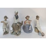 Four Lladro figures of girls Condition Report: Available upon request