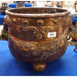 A copper jardiniere with bull mask handles Condition Report: Available upon request