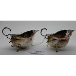 A pair of silver sauceboats, Birmingham 1910, 184gms Condition Report: Available upon request