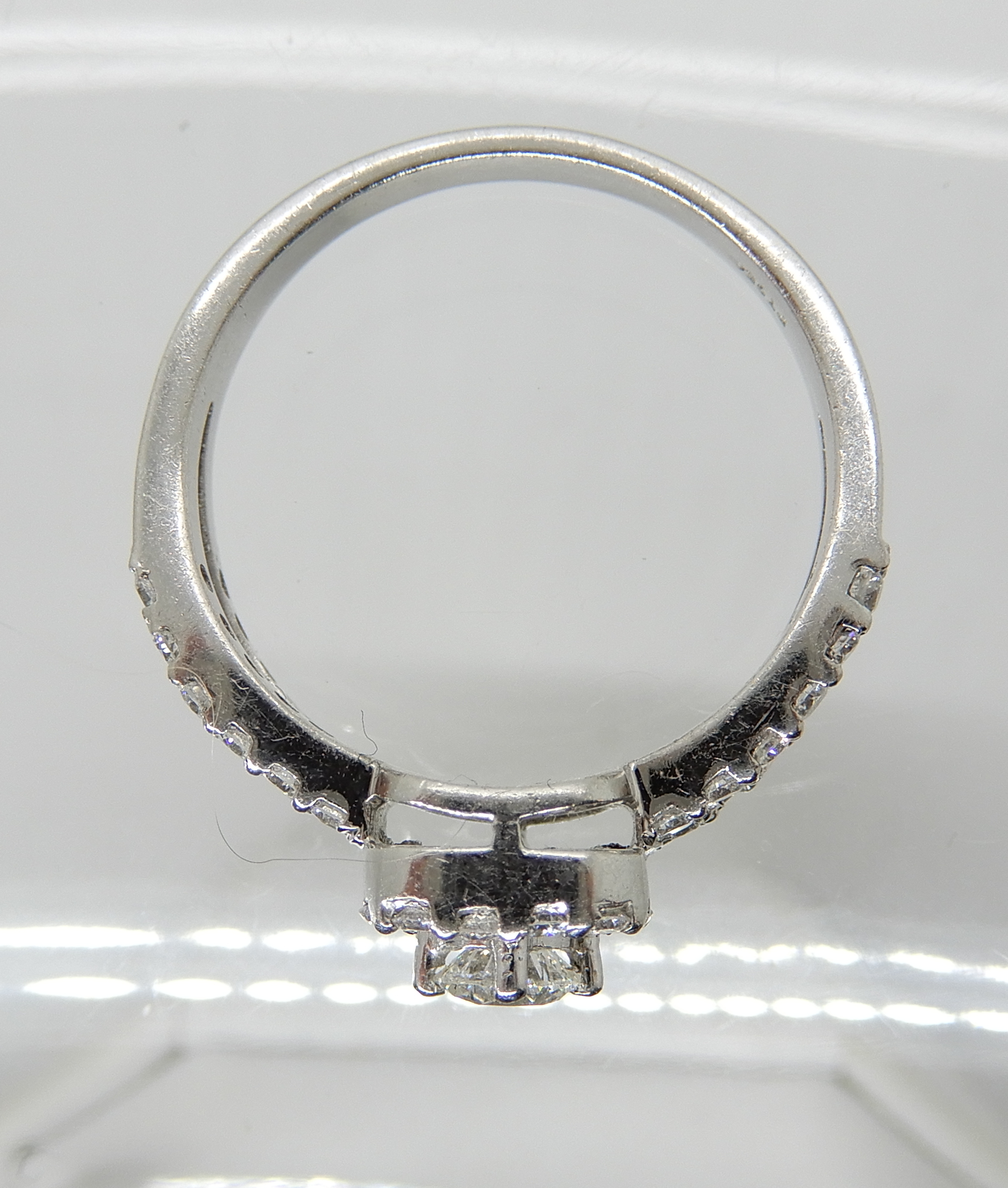 A platinum diamond cluster ring set with estimated approx 0.60cts of brilliant cut diamonds, the - Image 3 of 4