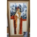 ADRIANA NAVEH City Life, signed, oil on canvas, 158 x 79cm with certificate Condition Report: