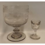 An antique cut glass bowl on stand and an antique glass Condition Report: Available upon request