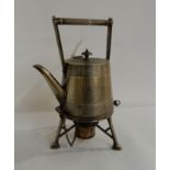 A Christopher Dresser style 19th Century EPNS kettle on stand, maker's marks RH*H, of flat top