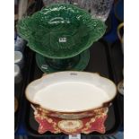 Cabbage ware tazza and plates, porcelain planter etc Condition Report: Available upon request