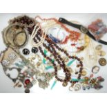 Two costume necklaces and earrings by Kenneth Lane, coral beads and other items Condition Report: