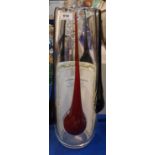 Ion Tamaian - A clear, black and red glass vase, 48cm high, etched signature to side Condition