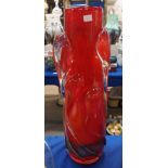 Ion Tamaian - A red and clear glass 'Royal Trumpet in Scarlett' vase with silvered decoration,