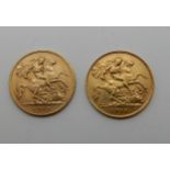 Two gold half sovereigns, 1911 and 1913 Condition Report: Available upon request