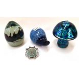 A Mdina glass paperweight, a Strathearn paperweight and two others Condition Report: Available
