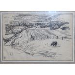DAVID MACBETH SUTHERLAND R.S.A. Ploughing Rhynie, signed, charcoal, 34 x 50cm Condition Report: