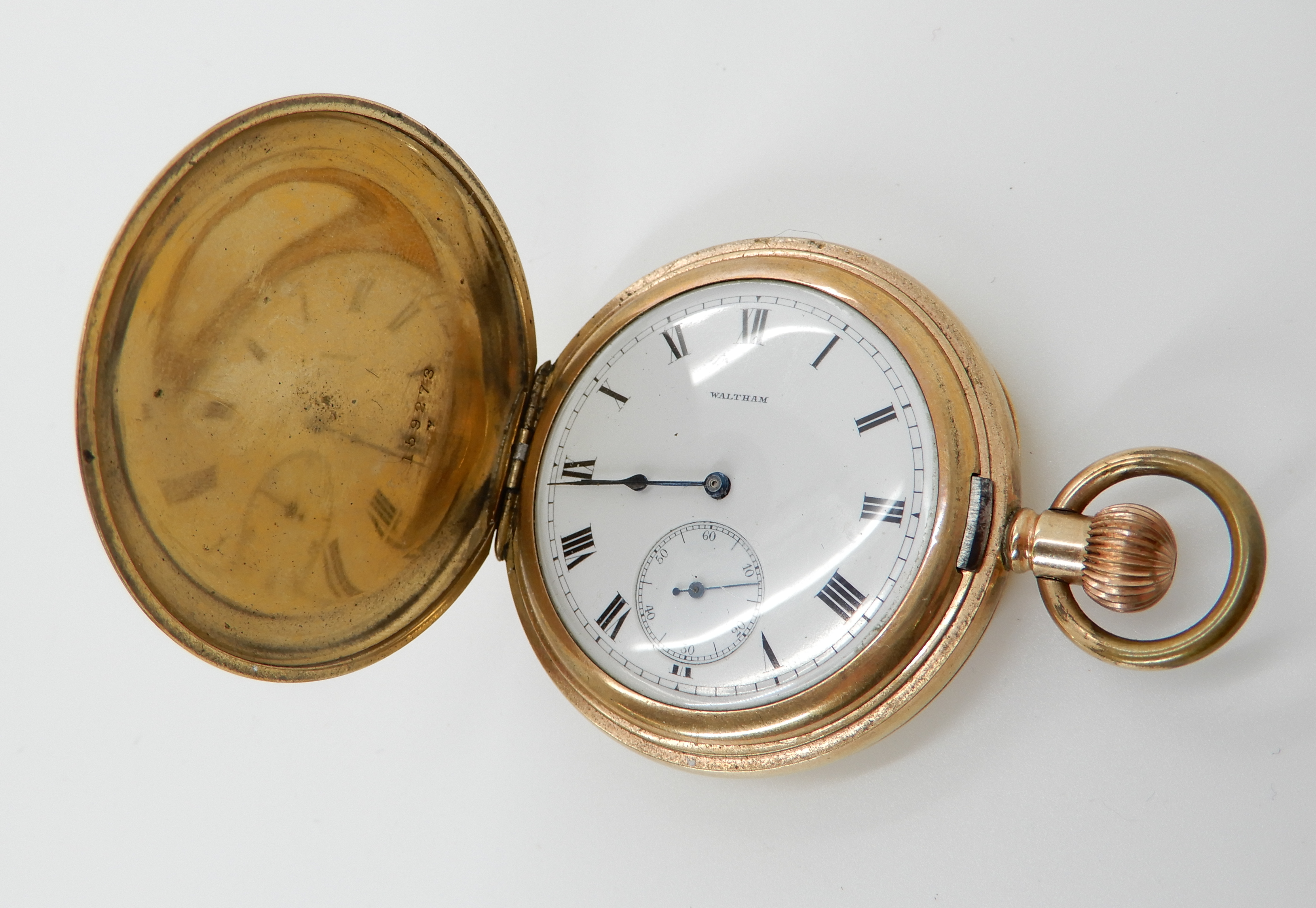 A gold plated Waltham pocket watch Condition Report: Not available for this lot