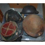 *WITHDRAWN* A collection of military helmets etc (all in poor condition)
