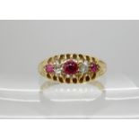 An 18ct gold diamond and red gem ring, size O, weight 3.7gms Condition Report: Available upon