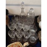 Assorted cut glass and crystal including drinking glasses and decanters Condition Report: