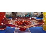Ion Tamaian - A red and clear glass 'Crimson Gateway' dish, 64cm diameter, etched signature to side,