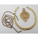A 9ct gold medallion, a 9ct bracelet, and a further yellow metal chain both (af) combined weight