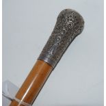 An white-metal topped walking cane, 89cm long overall Condition Report: Available upon request
