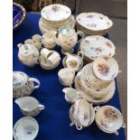 Assorted floral decorated tablewares including French porcelain dessert service, Coalport Fragrance,
