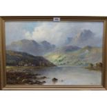 F E JAMIESON Highland loch scene, signed, oil on canvas and another, 40 x 60cm (2) Condition