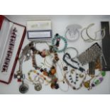A collection of costume jewellery to include mother of pearl items Condition Report: Not available