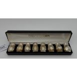 A cased set of eight sterling silver pepperettes, 66gms (the box marked Bloomingdales) Condition