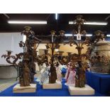 A set of three cast metal candelabras, graduating in size Condition Report: Available upon request