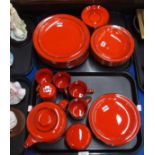 A Thomas pottery dinner service in tomato red glaze Condition Report: Available upon request